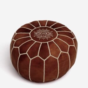 Moroccan leather pouf, Berber pouf, handmade round pouf