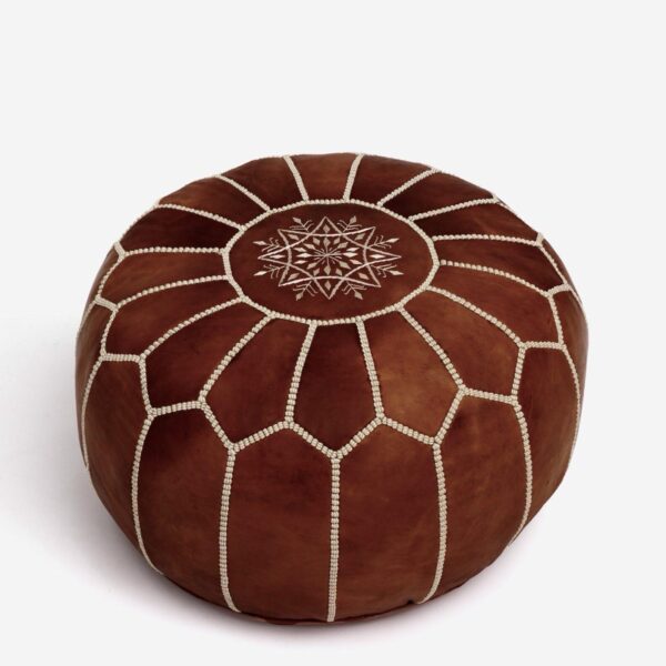 Moroccan leather pouf, Berber pouf, handmade round pouf