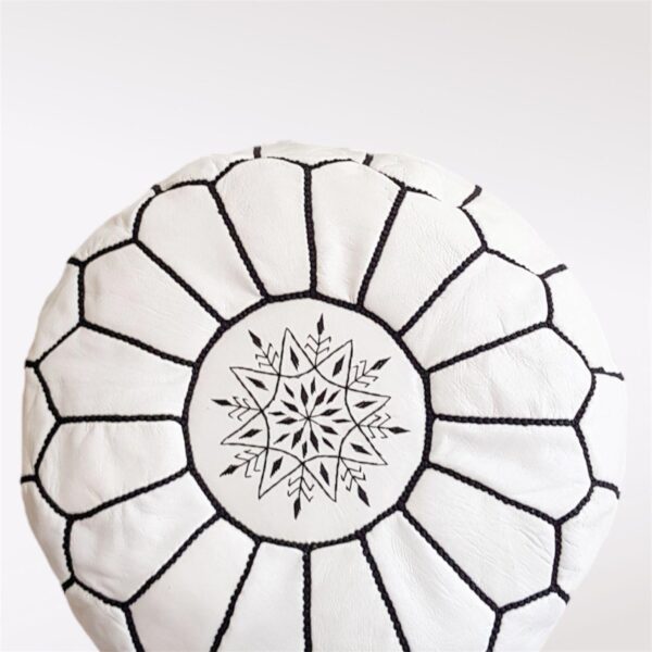 Moroccan leather pouf, Berber pouf, handmade round pouf - Image 3
