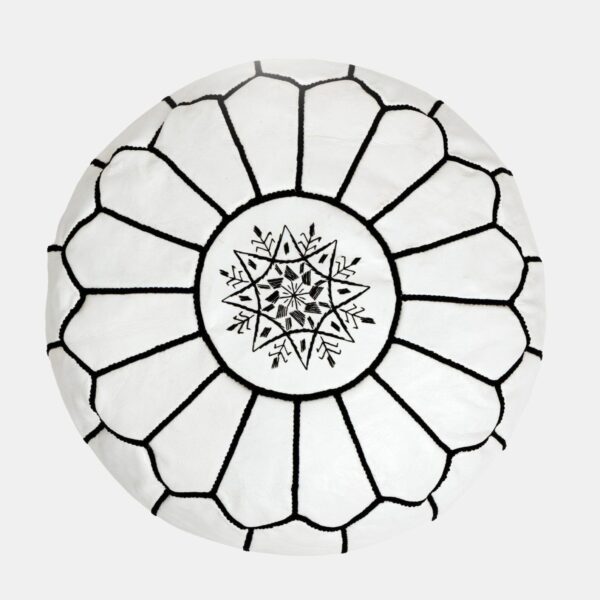 Moroccan leather pouf, Berber pouf, handmade round pouf - Image 2