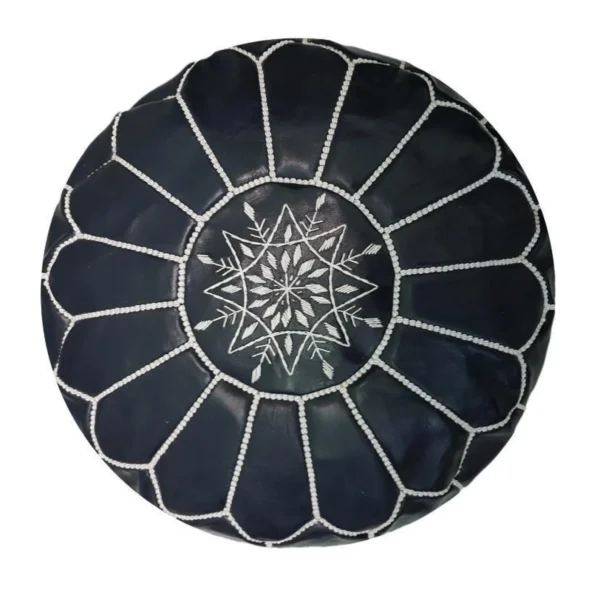 Moroccan leather pouf, Berber pouf, handmade round pouf - Image 7