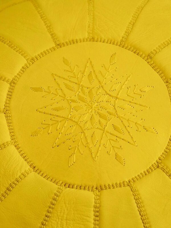 Moroccan leather pouf, Berber pouf, handmade round pouf - Image 4