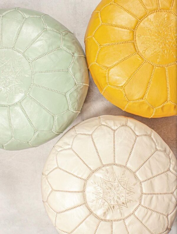 Moroccan leather pouf, Berber pouf, handmade round pouf - Image 7