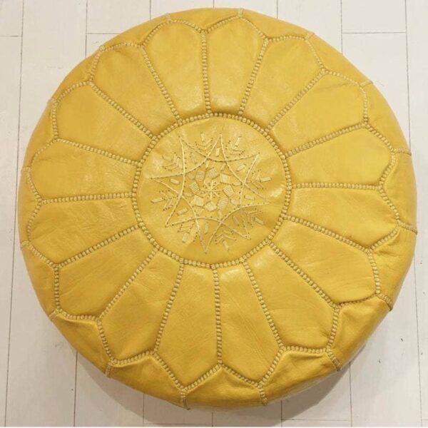 Moroccan leather pouf, Berber pouf, handmade round pouf - Image 3