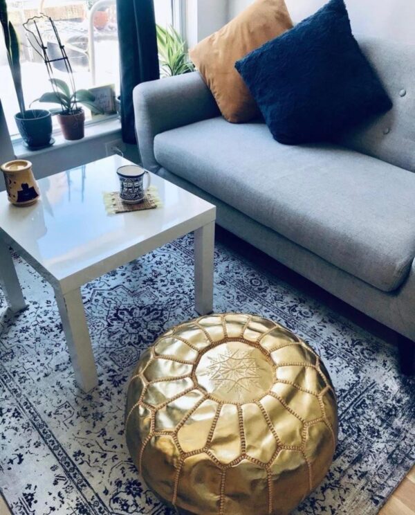 Moroccan leather pouf, Berber pouf, handmade round pouf - Image 6