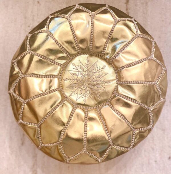 Moroccan leather pouf, Berber pouf, handmade round pouf - Image 5