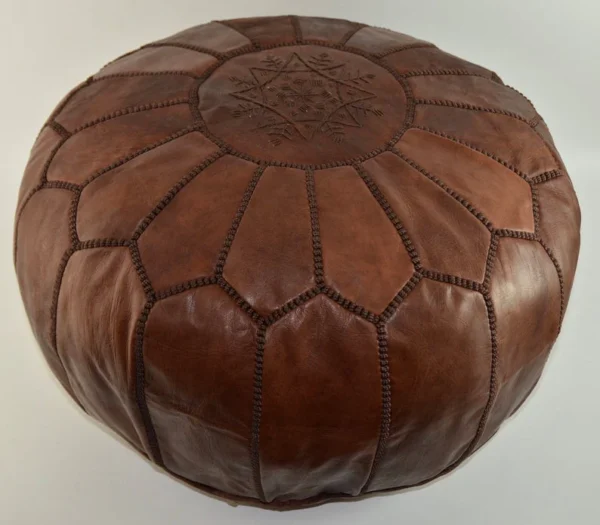 Moroccan leather pouf, Berber pouf, handmade round pouf - Image 2