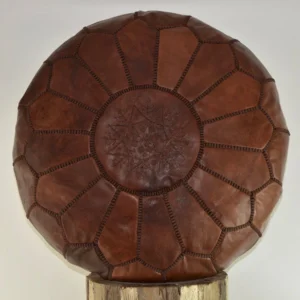 Moroccan leather pouf, Berber pouf, handmade round pouf